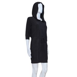 NWT NORMA KAMALI EVERLAST Zip Hoodie Straight-Cut Crop-Sleeve Pull-On Mini Dress